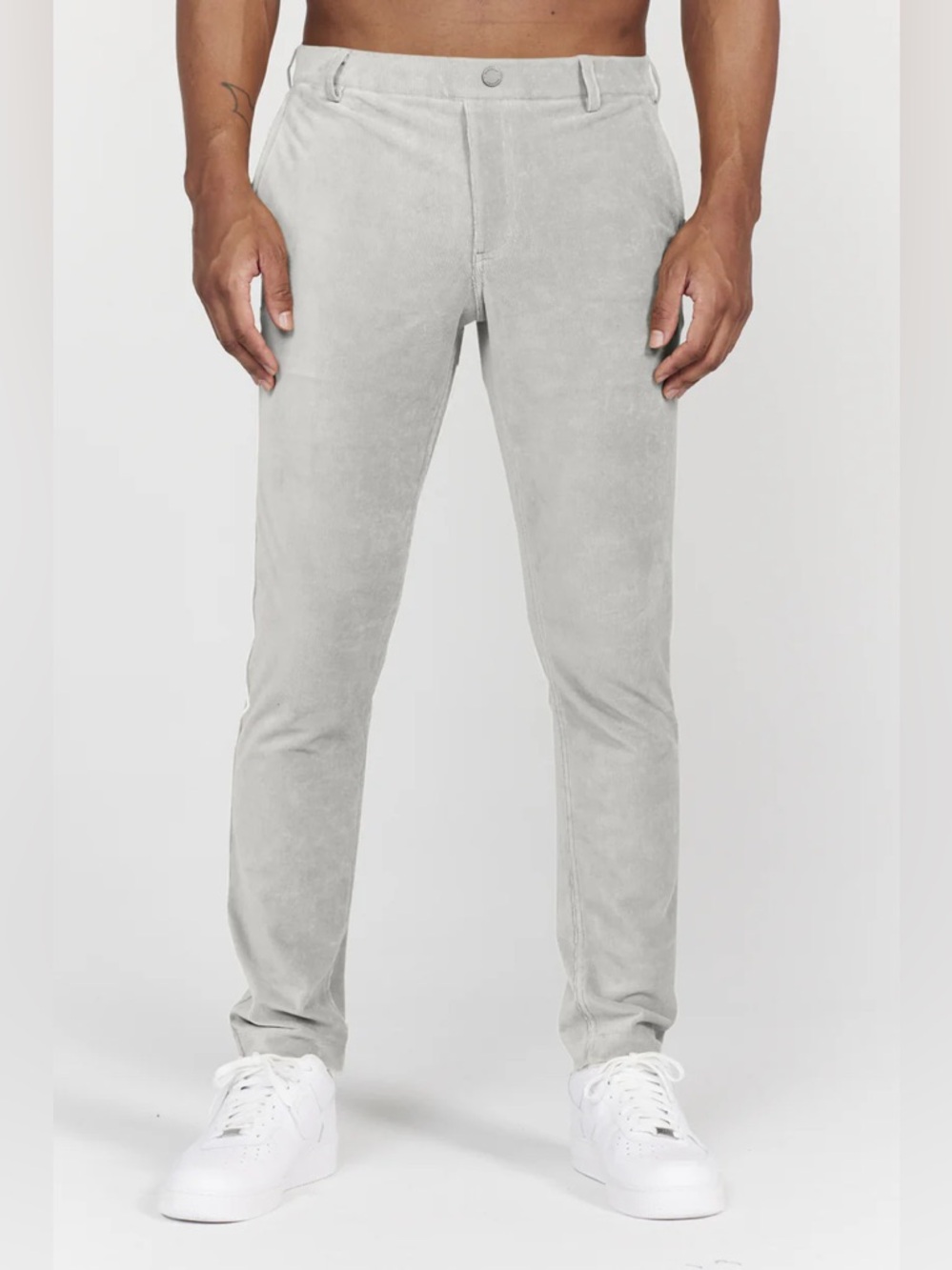 $165 Redvanly COLLINS PULL-ON CORDUROY TROUSER in light gray  M 32" inseam